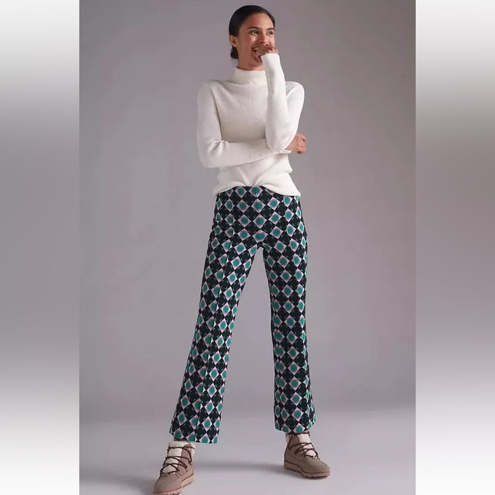 Anthropologie Maeve Knit Pull-on Margot Pant Crop Kick Flare Pattern Women Small